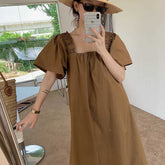 Short Puff Sleeve Elegant Summer Dress